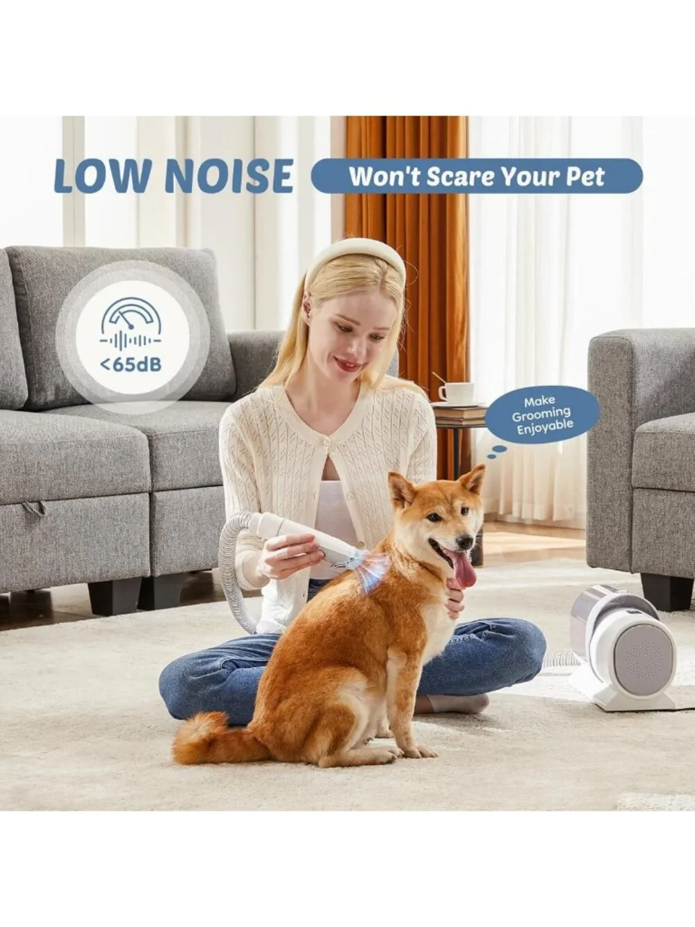 Pet Grooming Vacuum Kit for Dogs & Cats, Hair Clipper & Accessories, 2.5L